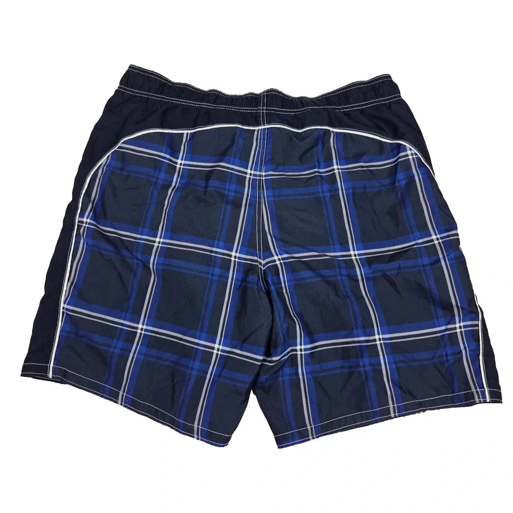 Ocean Pacific OP Mens Swim‎ Trunks Board Shorts Blue White Plaid Size L